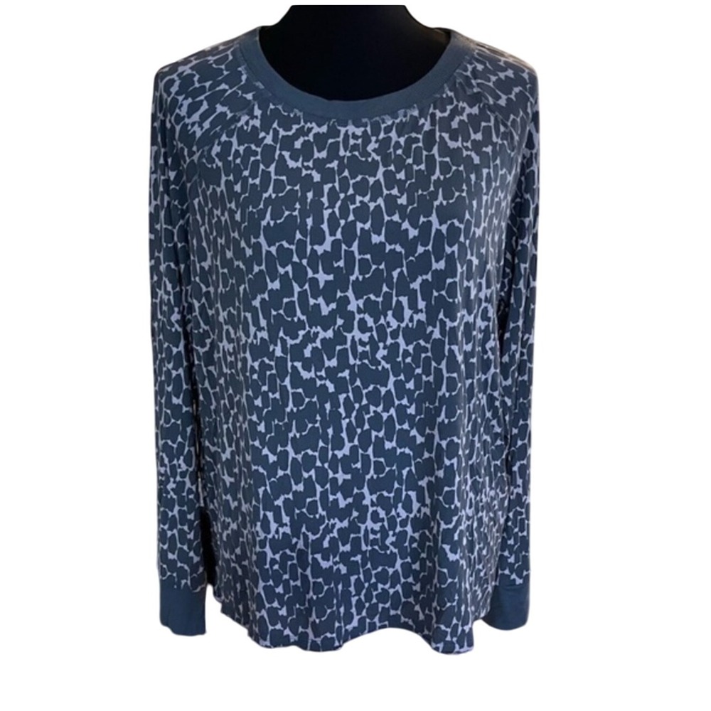 Donna Karan Womens L/G/G Modal Blend Print Knit Top Brown and Tan, NWT